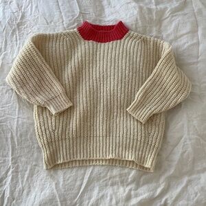 Babaa Contrast Collar Wool Sweater